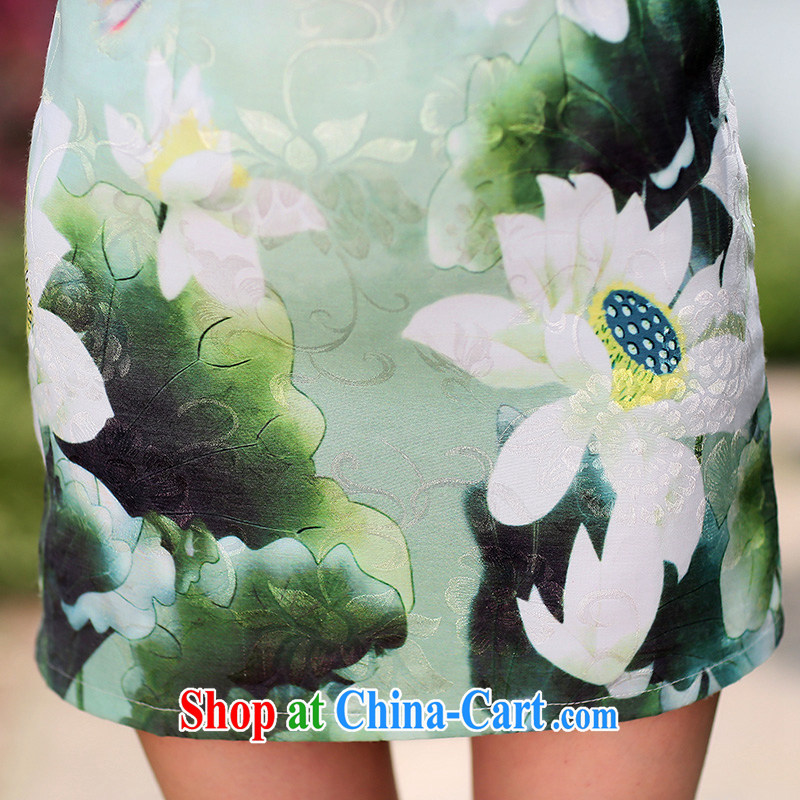 Jin Bai Lai improved cheongsam dress summer 2015 decorated in a video thin short-sleeved dresses retro style large, new Chinese green 4XL idealistically Bai Lai (C . Z . BAILEE), online shopping