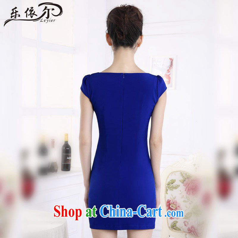 In accordance with American women's dresses with graphics thin package and improved lady short cheongsam dress retro LYE 66,619 blue XXL, in accordance with (leyier), shopping on the Internet