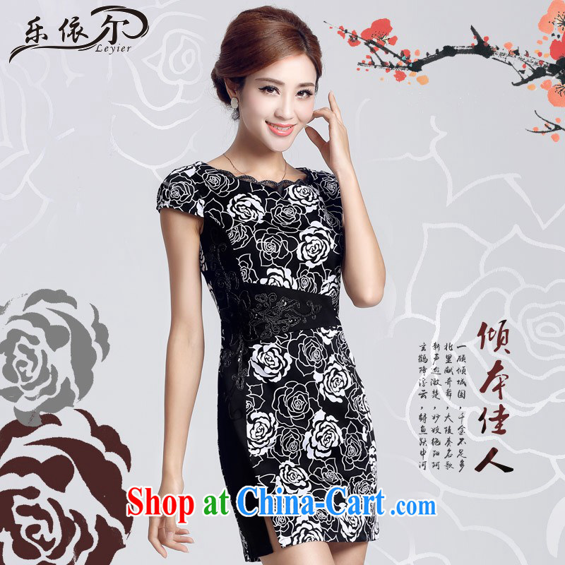 And, in accordance with antique dresses women low on the truck daily improved short embroidery cheongsam dress LYE 66,608 black XXL