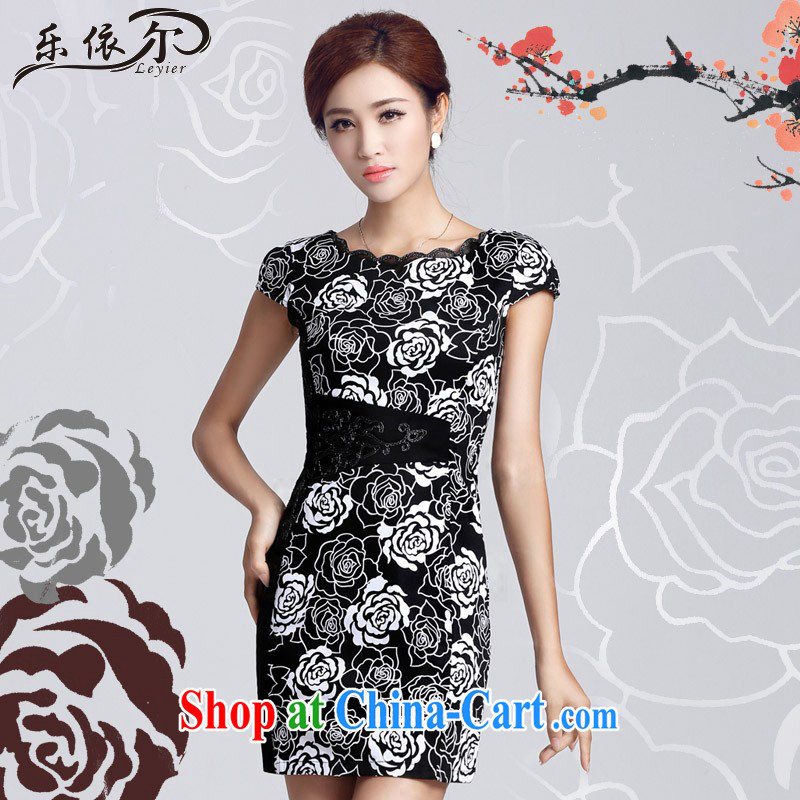 And, in accordance with antique dresses women low on the truck daily improved short embroidery cheongsam dress LYE 66,608 black XXL and, in accordance with (leyier), shopping on the Internet