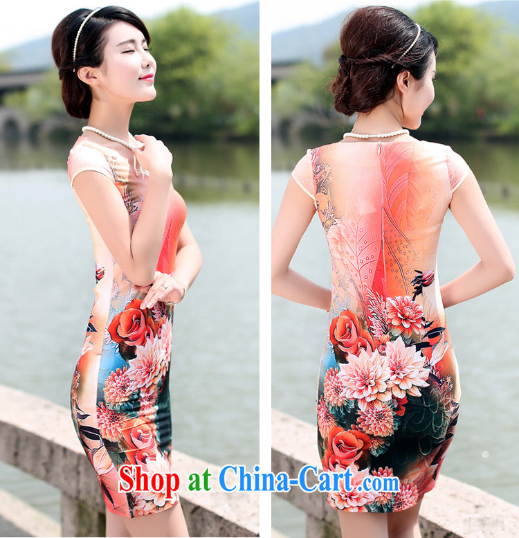 Jin Bai Lai dresses new cheongsam dress summer 2015 improved stamp graceful short-sleeved Chinese qipao Chinese Dress 4 XL pictures, price, brand platters! Elections are good character, the national distribution, so why buy now enjoy more preferential! Health