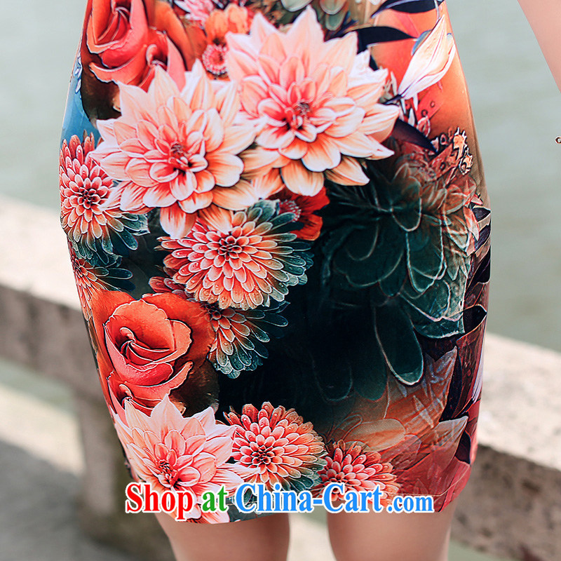 Jin Bai Lai dresses new cheongsam dress summer 2015 improved stamp graceful short-sleeved Chinese qipao Chinese Dress 4 XL, pure Bai Lai (C . Z . BAILEE), online shopping