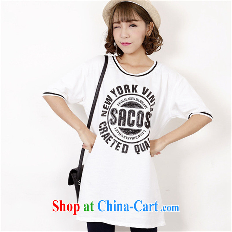 hamilton 2015 spring and summer new female Korean loose video thin three-dimensional letters stamp T shirts are white, blue rain bow, and shopping on the Internet