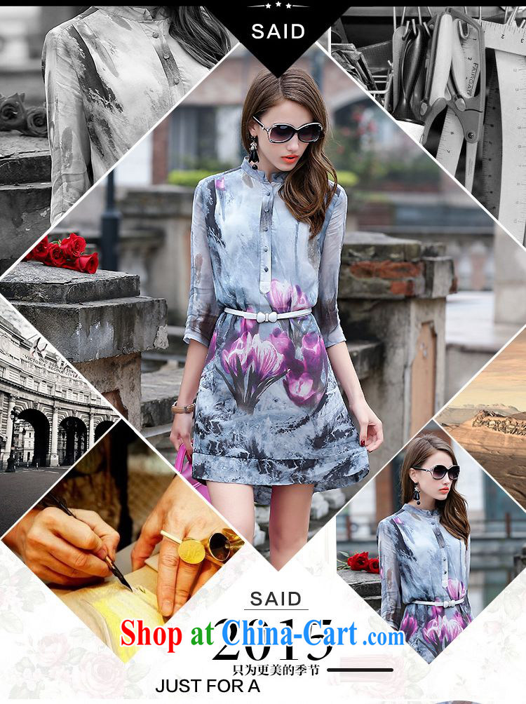 JA the 2015 summer on the new OL commuter small, for temperament ink stamp with belt sauna silk silk Chinese qipao QYY - 3527 light gray XXXL pictures, price, brand platters! Elections are good character, the national distribution, so why buy now enjoy more preferential! Health