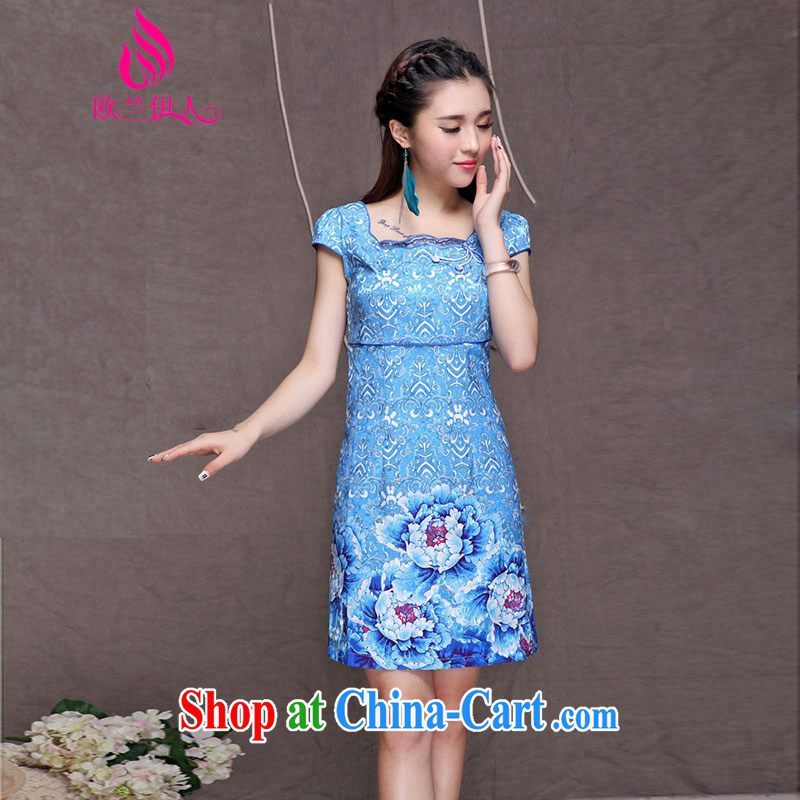 The evaluation of summer 2015 new blue qipao Ethnic Wind and Stylish retro-beauty video build 9913 cheongsam picture color XXL, Europe, people, shopping on the Internet