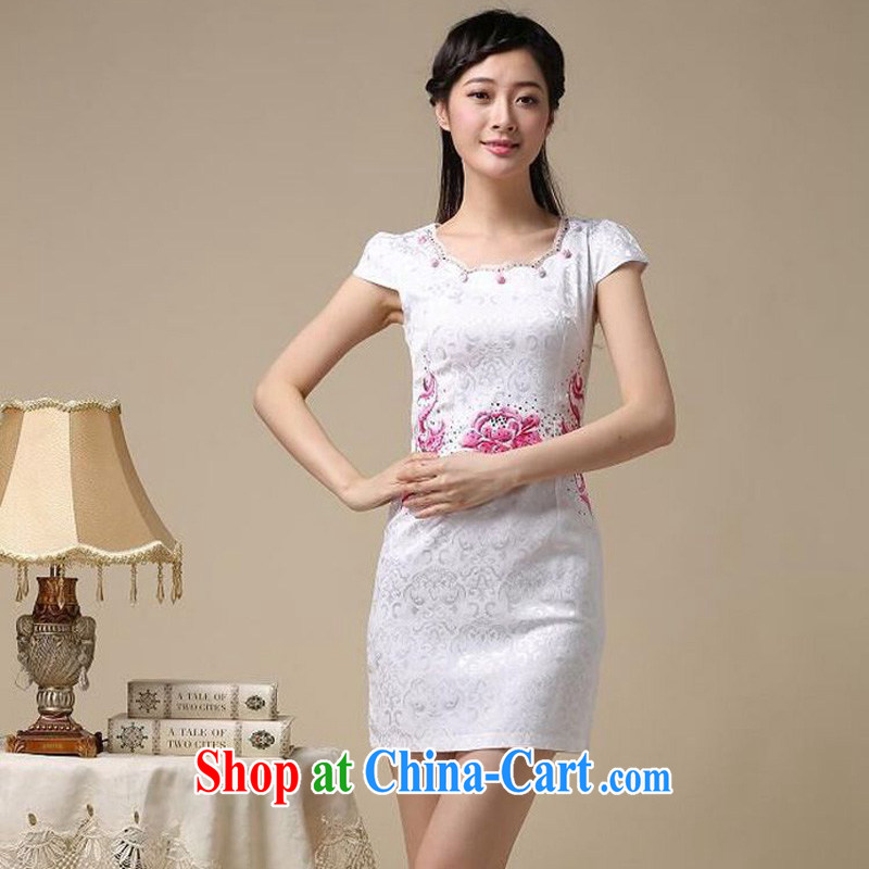 Forest narcissus summer 2015 new retro short-sleeved round-collar improved stylish embroidery beauty package and cheongsam Chinese JAYT - 50 red XXL
