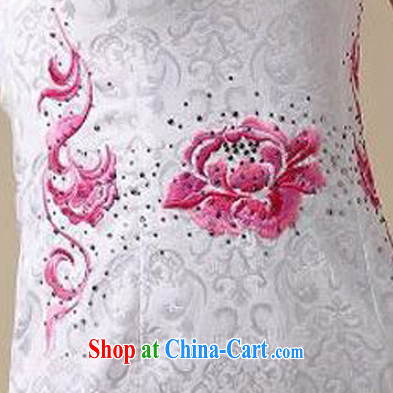 Forest narcissus summer 2015 new retro short-sleeved round-collar improved stylish embroidery beauty package and cheongsam Chinese JAYT - 50 red XXL, forest narcissus (SenLinShuiXian), shopping on the Internet