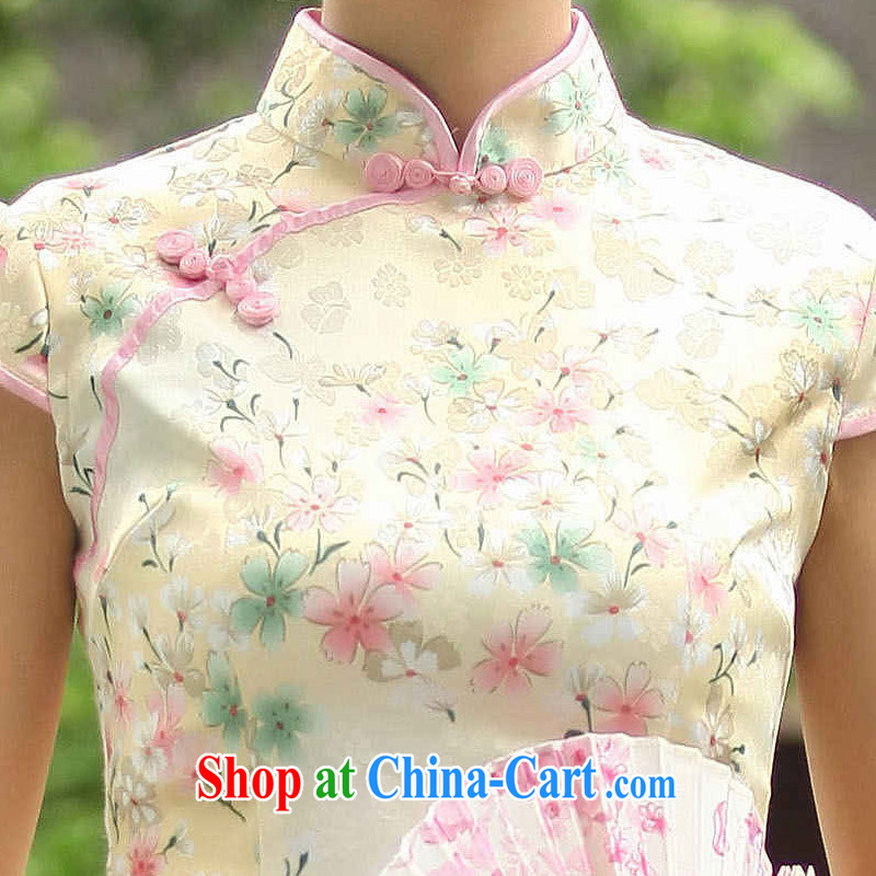 We are blessed QEPROU $2015 new summer improved cheongsam Chinese classical beauty graphics thin dresses and elegant floral ethnic wind female yellow XXL, we Fu Yuan (qeprou), online shopping