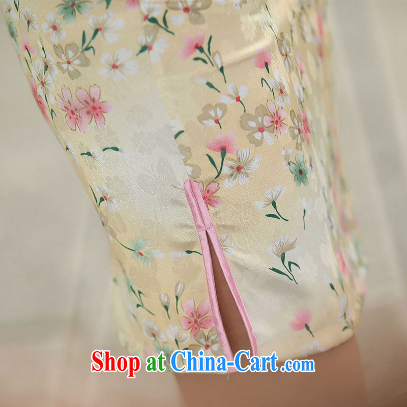 We are blessed QEPROU $2015 new summer improved cheongsam Chinese classical beauty graphics thin dresses and elegant floral ethnic wind female yellow XXL, we Fu Yuan (qeprou), online shopping