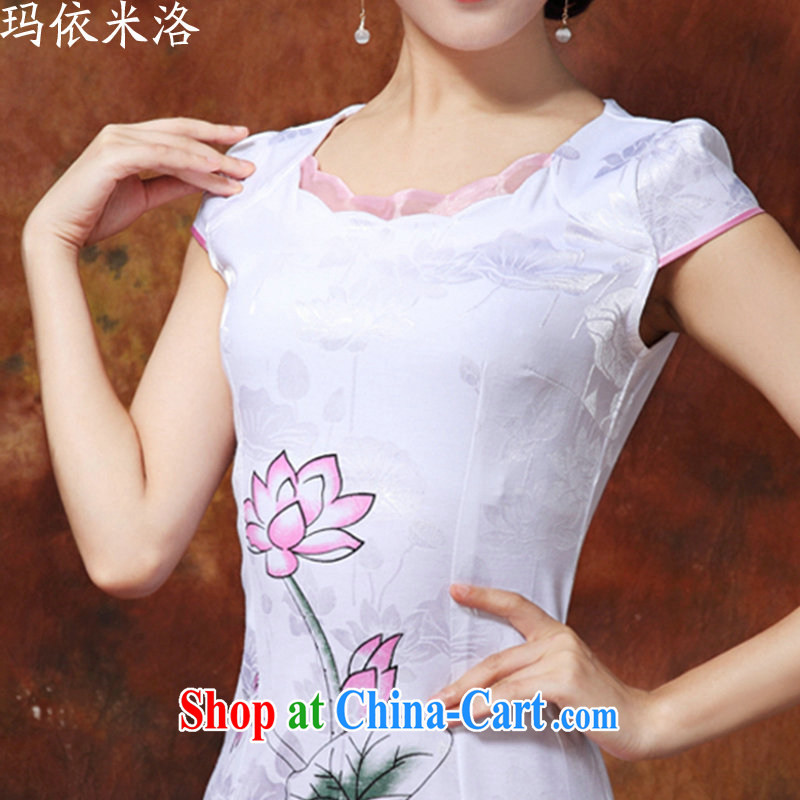 According to her, 2015 summer new women with stylish and improved Daily Beauty graphics thin style cheongsam dress white XXL, Margaret according to M, and shopping on the Internet