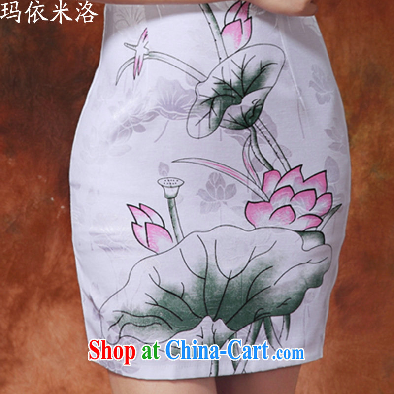 According to her, 2015 summer new women with stylish and improved Daily Beauty graphics thin style cheongsam dress white XXL, Margaret according to M, and shopping on the Internet