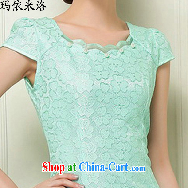 According to her, 2015 summer new female Korean-lace beauty dresses and stylish with a waist graphics thin further dresses green XL, Mary in accordance with M, and shopping on the Internet