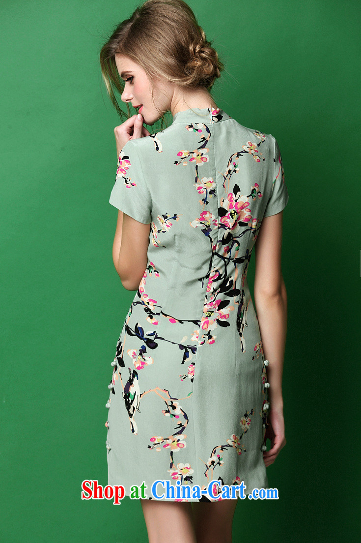 The summer 2015 new female retro China wind stamp Silk Cheongsam BEAUTY package and improved cheongsam green XL pictures, price, brand platters! Elections are good character, the national distribution, so why buy now enjoy more preferential! Health