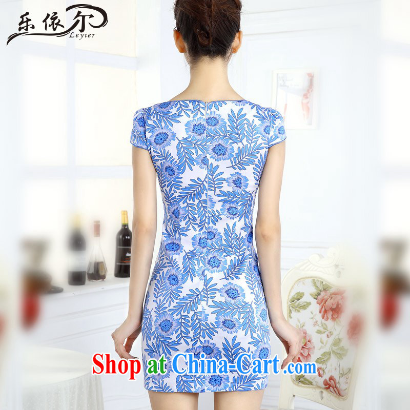 And, in accordance with blue and white porcelain classic cheongsam dress girls dresses new short-sleeved improved lady the Pearl River Delta (PRD LYE 66,617 blue and white porcelain XXL, in accordance with (leyier), online shopping