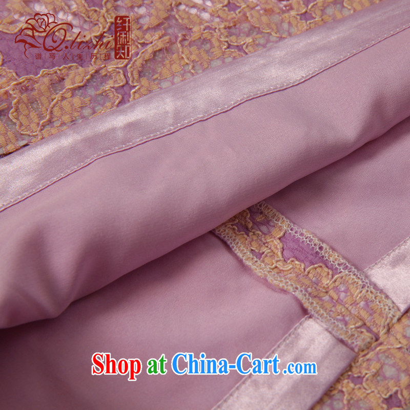 Slim li know that light summer 2015 new stylish dresses girls retro lace short-sleeved beauty package and cheongsam dress Q; Z Q 15 6042 light purple M, slim Li (Q . LIZHI), online shopping