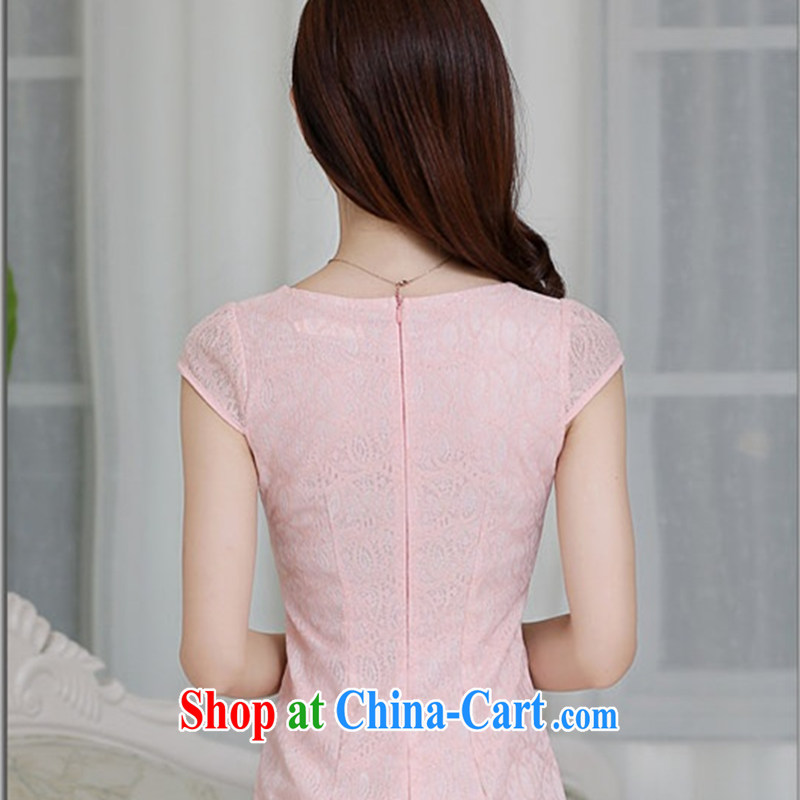 EITAI 2015 new stylish women summer Korean Beauty graphics thin style lace short sleeve dresses package and robes further dress pink 2 XL, EITAI, shopping on the Internet
