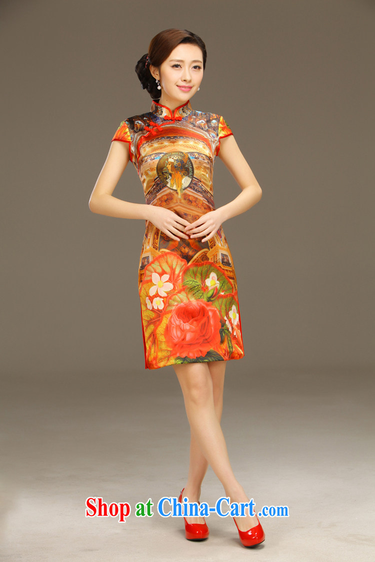 Slim li know Ethnic Wind Garden Summer New Beauty retro elegant stamp outfit Silk Dresses female QLZ Q 15 6043 orange XXL pictures, price, brand platters! Elections are good character, the national distribution, so why buy now enjoy more preferential! Health