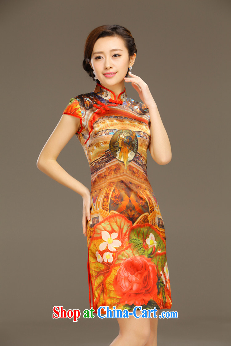 Slim li know Ethnic Wind Garden Summer New Beauty retro elegant stamp outfit Silk Dresses female QLZ Q 15 6043 orange XXL pictures, price, brand platters! Elections are good character, the national distribution, so why buy now enjoy more preferential! Health