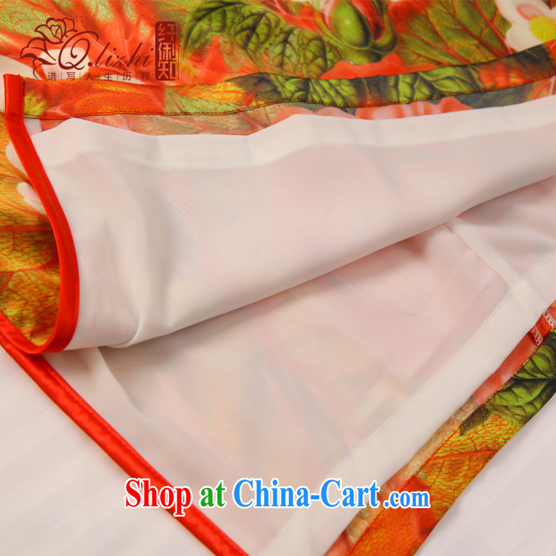 Slim li know that ethnic wind in summer, new beauty retro elegant stamp cheongsam Silk Dresses female QLZ Q 15 6043 orange XXL, slim Li (Q . LIZHI), shopping on the Internet