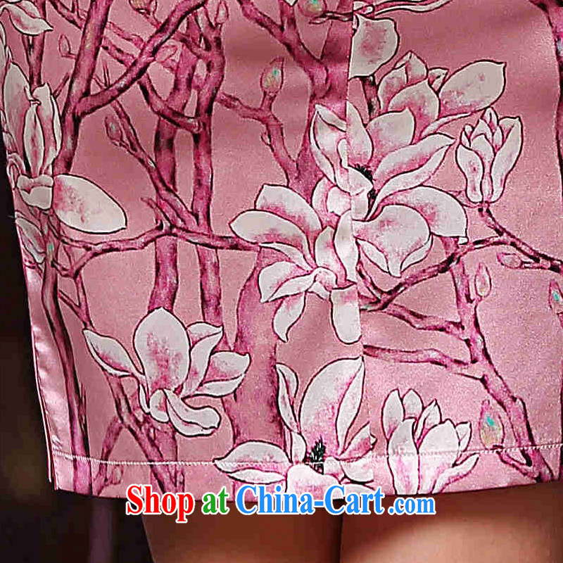 Our well-being QEPROU $2015 New Silk Cheongsam heavy sauna silk Chinese qipao short-sleeved beauty antique dresses larger female blue XXXL, we Fu Yuan (qeprou), online shopping