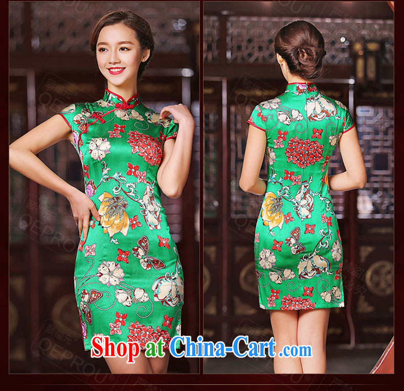 We are fu yuan QEPROU summer 2015 New Silk Cheongsam Chinese heavy sauna beauty Silk Dresses retro ethnic wind maximum code female beige XXXL pictures, price, brand platters! Elections are good character, the national distribution, so why buy now enjoy more preferential! Health