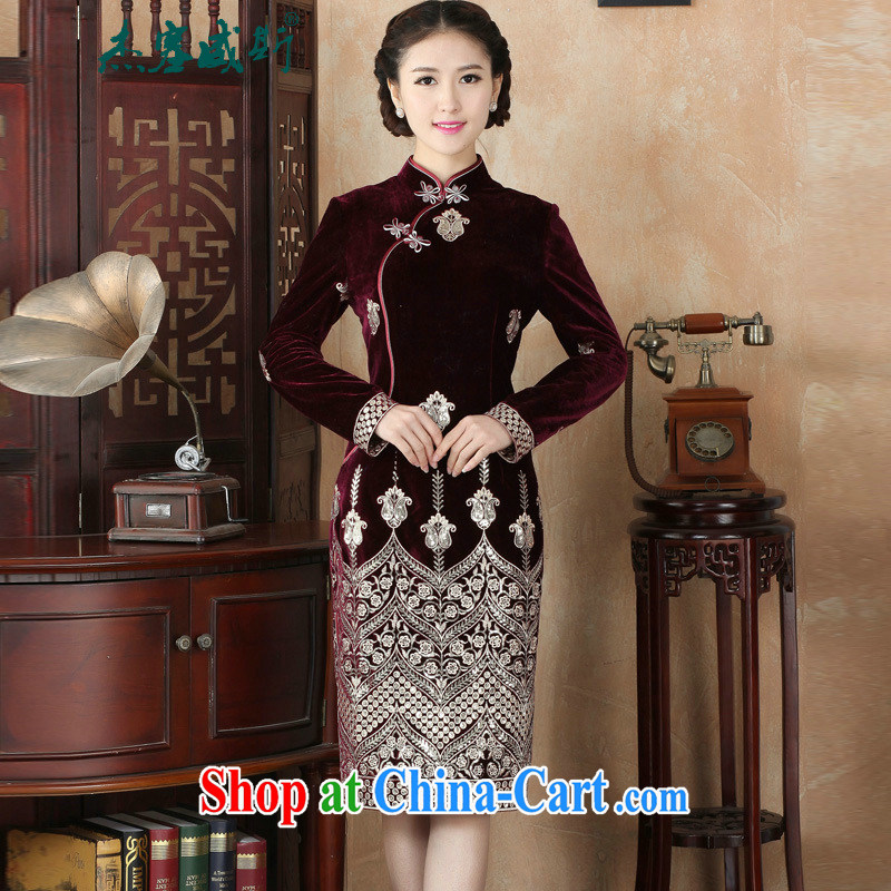 The Jessup, Spring and Autumn and female elegant antique hand-tie embroidery, for wool dresses dresses purple XXXL