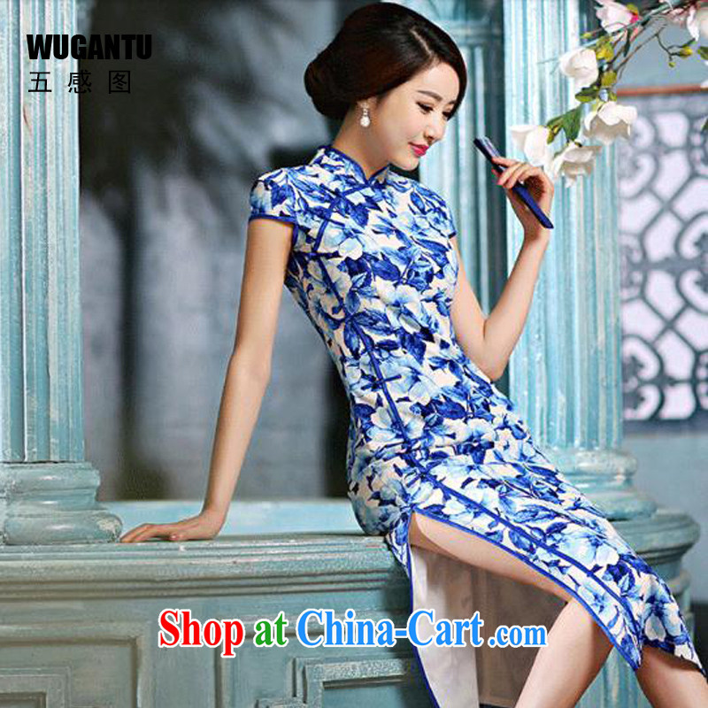 5 AND THE 2015 spring and summer, new dresses, stylish and refined sense of beauty long cheongsam dress WGT 237 black 1009 M, sense 5 (WUGANTU), shopping on the Internet