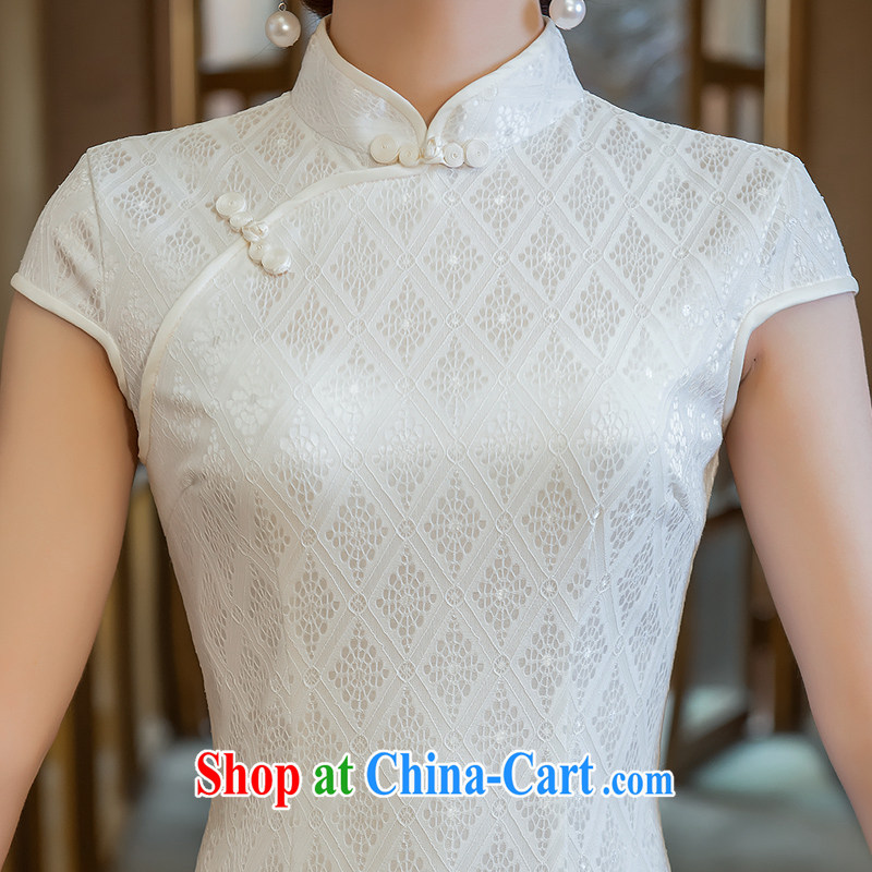 Love spell Fort 2015 new summer retro dresses short daily improved, for cultivating cheongsam white XL (94 / 76/98, love the Fort, shopping on the Internet