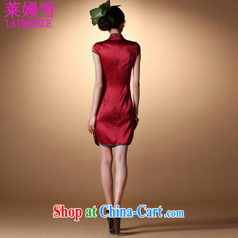 Golden Harvest, snow 2015 noble luxury! The collar embroidered retro stretch Satin cheongsam red L, Golden Harvest and snow, and Internet shopping