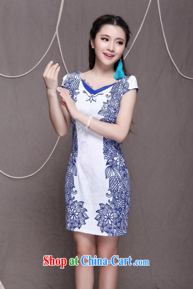 Golden Harvest, snow 2015 high-end Ethnic Wind and stylish Chinese qipao dress retro beauty graphics thin cheongsam blue XXL pictures, price, brand platters! Elections are good character, the national distribution, so why buy now enjoy more preferential! Health