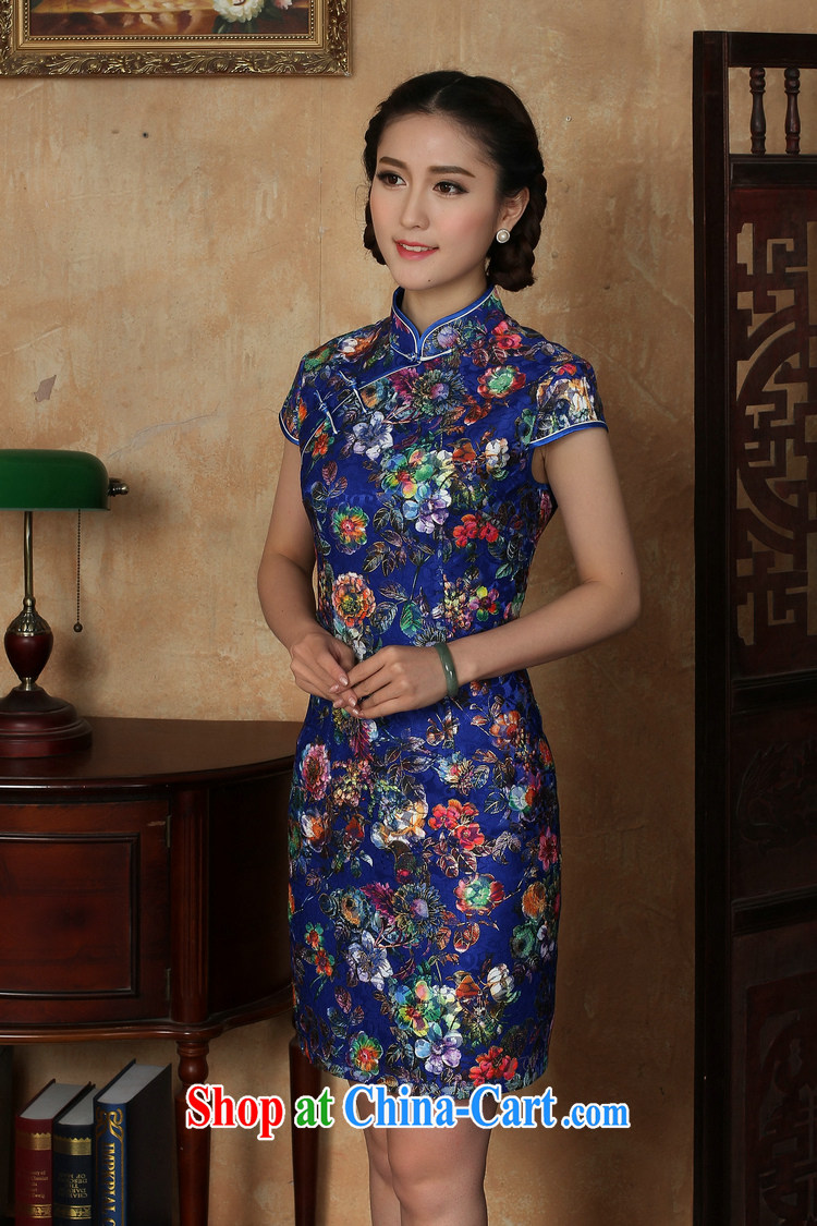 The Jessup, new female summer stamp lace-up collar manual for short-sleeved dresses cheongsam blue XXL pictures, price, brand platters! Elections are good character, the national distribution, so why buy now enjoy more preferential! Health