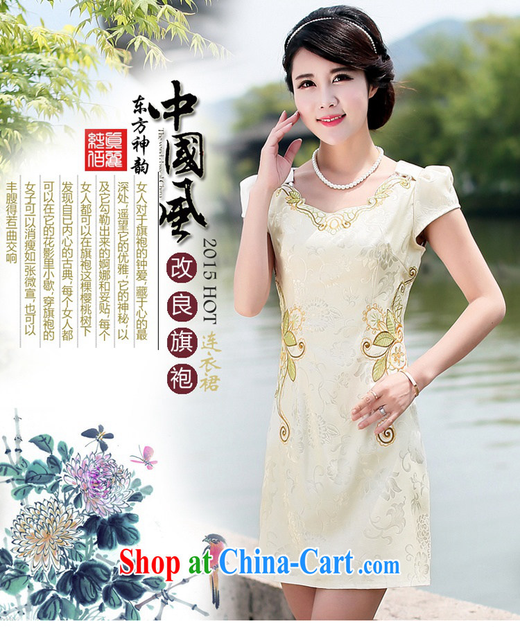 Jin Bai Lai new cheongsam dress improved Tang replace 2015 retro summer short-sleeved dresses video thin beauty embroidery cheongsam dress elegant pink L pictures, price, brand platters! Elections are good character, the national distribution, so why buy now enjoy more preferential! Health