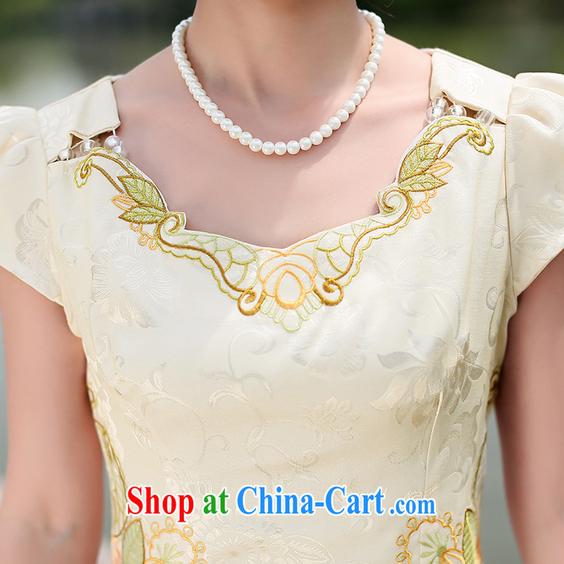 Jin Bai Lai new cheongsam dress improved Chinese Antique 2015 summer short-sleeved dresses video thin beauty embroidery cheongsam dress elegant pink L, pure Bai Lai (C . Z . BAILEE), and, on-line shopping