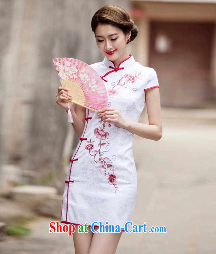 1000 the mahogany 2015 spring and summer New Tang with retro improved stylish short, cultivating daily cheongsam dress girls white L pictures, price, brand platters! Elections are good character, the national distribution, so why buy now enjoy more preferential! Health