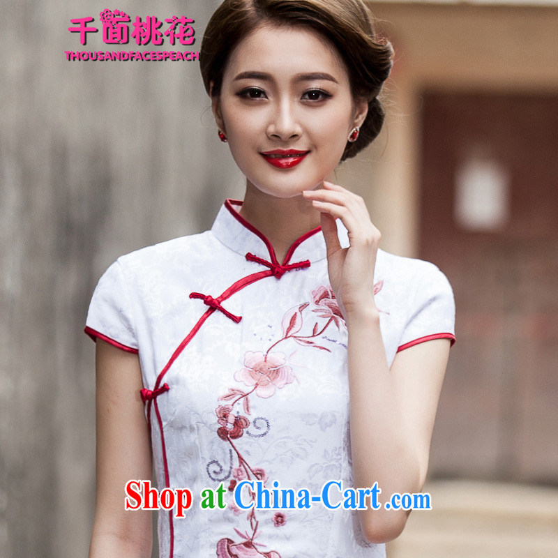 1000 the mahogany 2015 spring and summer New Tang with retro improved stylish short, cultivating daily cheongsam dress girls white L, 1000 the mahogany (THOUSANDFACESPEACH), shopping on the Internet