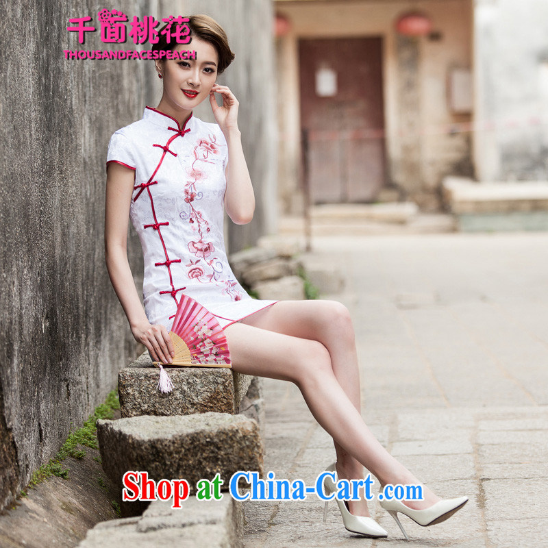 1000 the mahogany 2015 spring and summer New Tang with retro improved stylish short, cultivating daily cheongsam dress girls white L, 1000 the mahogany (THOUSANDFACESPEACH), shopping on the Internet