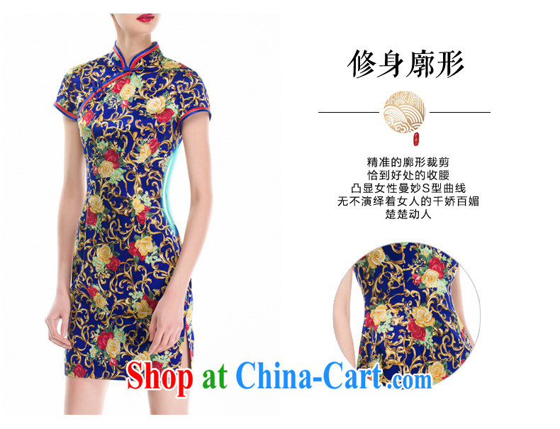 Wood is really the 2015 spring and summer new Chinese female decoration, improved Silk Cheongsam dress stamp dresses 53,346 10 dark blue XXL (B) pictures, price, brand platters! Elections are good character, the national distribution, so why buy now enjoy more preferential! Health