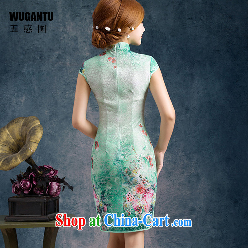 5 AND THE 2015 new improved Stylish retro lace cheongsam dress, short dress upscale lace dresses WGT 75,003 black XXL, SENSE 5 figure (WUGANTU), online shopping