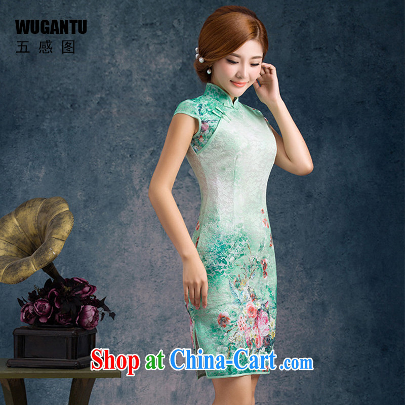 5 AND THE 2015 new improved Stylish retro lace cheongsam dress, short dress upscale lace dresses WGT 75,003 black XXL, SENSE 5 figure (WUGANTU), online shopping