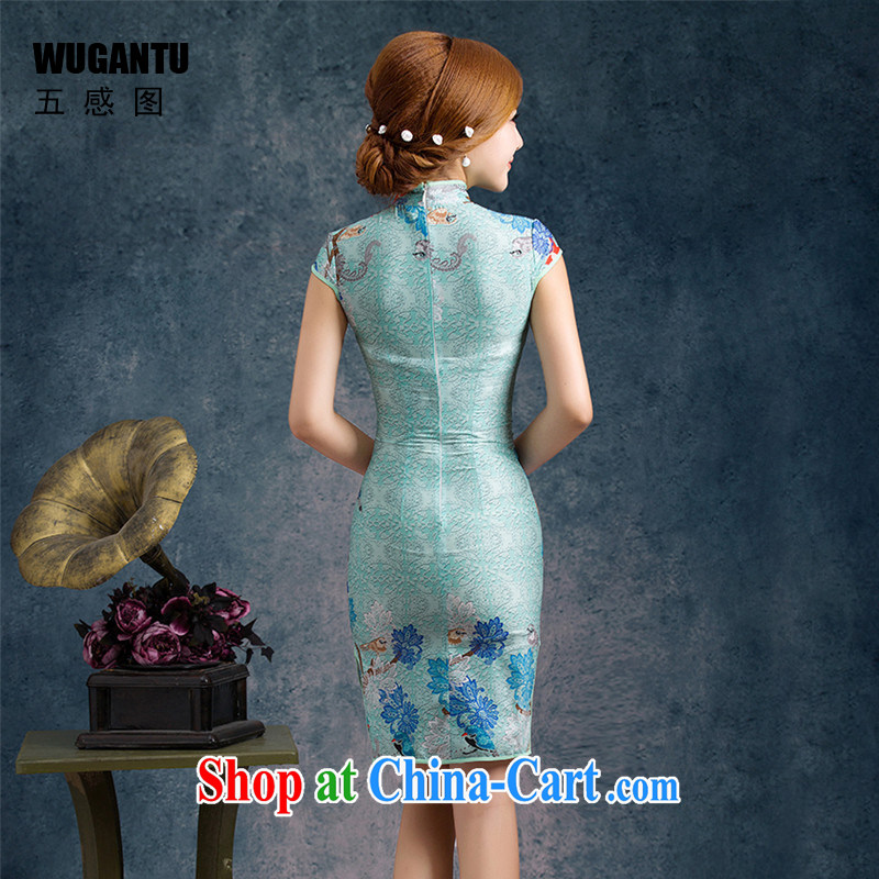 5 AND THE 2015 New china daily fashion improved silk cultivation short cheongsam dress dress WGT 85,074 picture color XXL, sense 5 (WUGANTU), shopping on the Internet