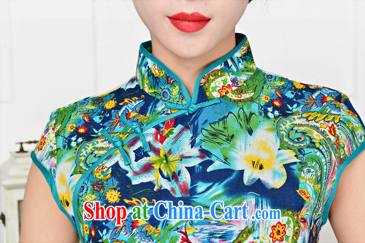 2015 spring and summer new cheongsam dress retro fashion standard retro improved silk short qipao cheongsam dress green package for green floral XXL pictures, price, brand platters! Elections are good character, the national distribution, so why buy now enjoy more preferential! Health