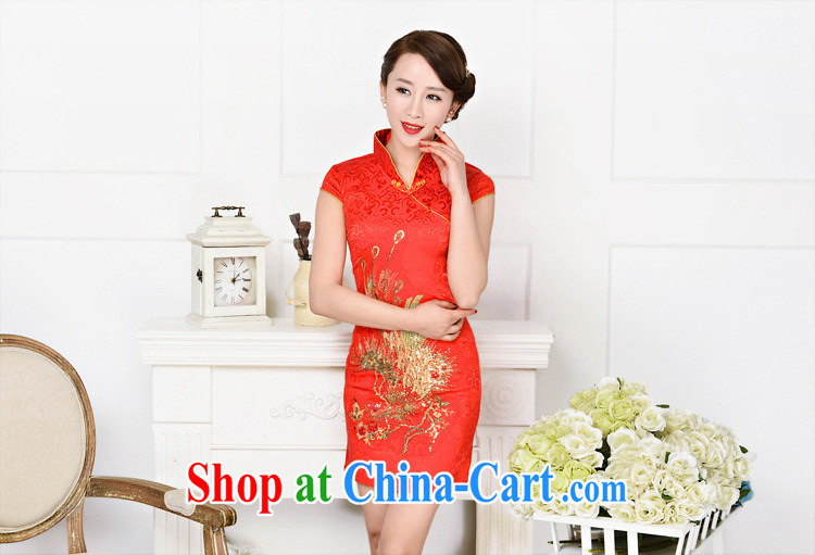 Summer 2015 New Beauty short-sleeved retro China National wind embroidery cheongsam dress dresses reception girl red phoenix spend L pictures, price, brand platters! Elections are good character, the national distribution, so why buy now enjoy more preferential! Health
