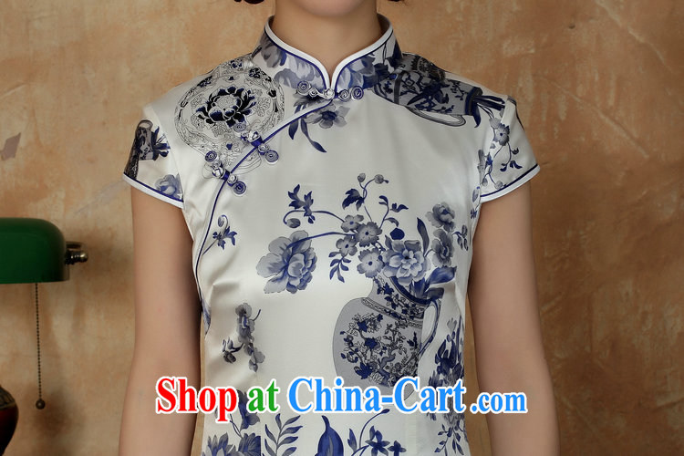 2015 summer new ladies dress improved stylish elegant dress short retro daily Silk Cheongsam dress blue and white porcelain XXXL pictures, price, brand platters! Elections are good character, the national distribution, so why buy now enjoy more preferential! Health