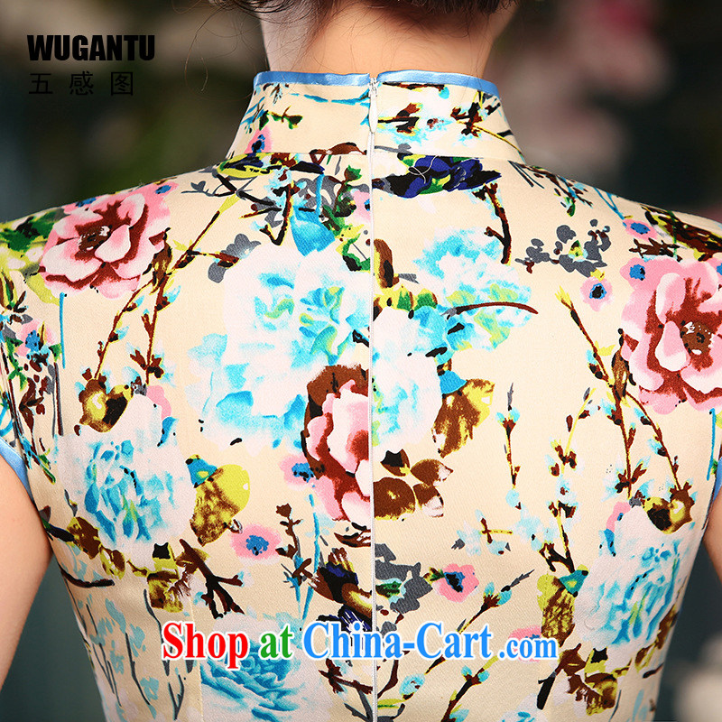 5 AND THE 2015 spring and summer new, improved cheongsam stylish beauty Art Nouveau 100 scored a short cheongsam dress high-end original WGT 306 photo color XXL, SENSE 5 figure (WUGANTU), online shopping