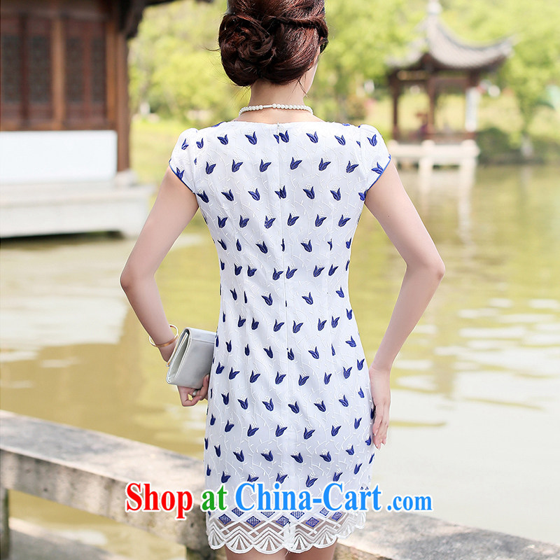 Jin Bai Lai improved cheongsam dress fashion style new summer 2015 Chinese dresses dresses by cultivating web graphics thin short-sleeve embroidery cheongsam 4XL idealistically Bai Lai (C . Z . BAILEE), online shopping