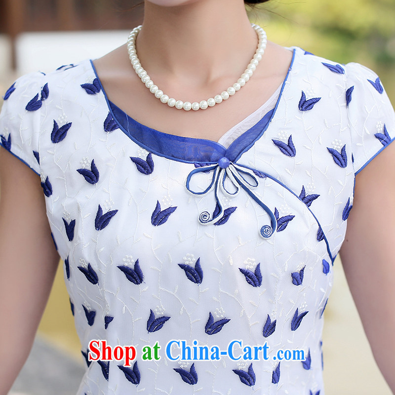 Jin Bai Lai improved cheongsam dress fashion style new summer 2015 Chinese dresses dresses by cultivating web graphics thin short-sleeve embroidery cheongsam 4XL idealistically Bai Lai (C . Z . BAILEE), online shopping