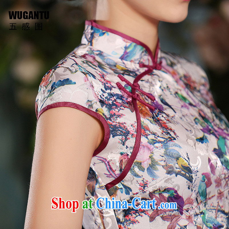 5 AND THE 2015 spring and summer new female cheongsam dress sober Beauty Fashion improved daily jacquard cotton robes WGT 307 photo color XXL, sense 5 (WUGANTU), online shopping
