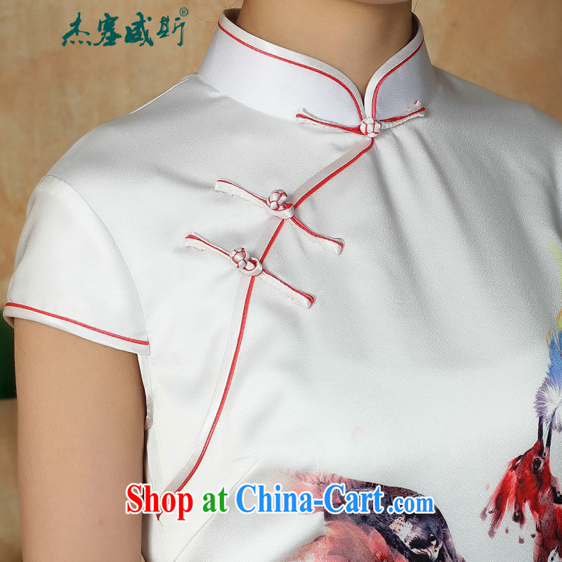 The Jessup, new summer Women's clothes, stamp duty for manual for short-sleeved dresses qipao Y 5129 small Phoenix white XXL, Jessup, and shopping on the Internet