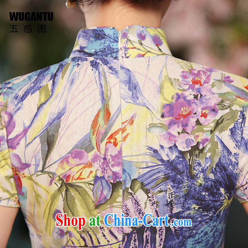 5 AND THE 2015 spring and summer new dress of Korea retro Ethnic Wind linen dresses skirts ladies dress stylish improved WGT 309 photo color XXL, SENSE 5 (WUGANTU), online shopping