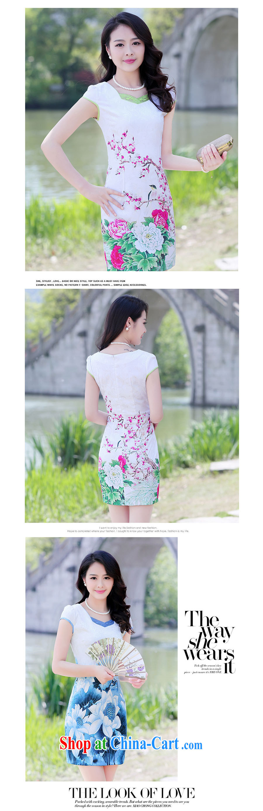XUAN FENG 2015 summer new half sleeve Peony stamp beauty graphics thin improved cheongsam dress light blue Peony XL pictures, price, brand platters! Elections are good character, the national distribution, so why buy now enjoy more preferential! Health